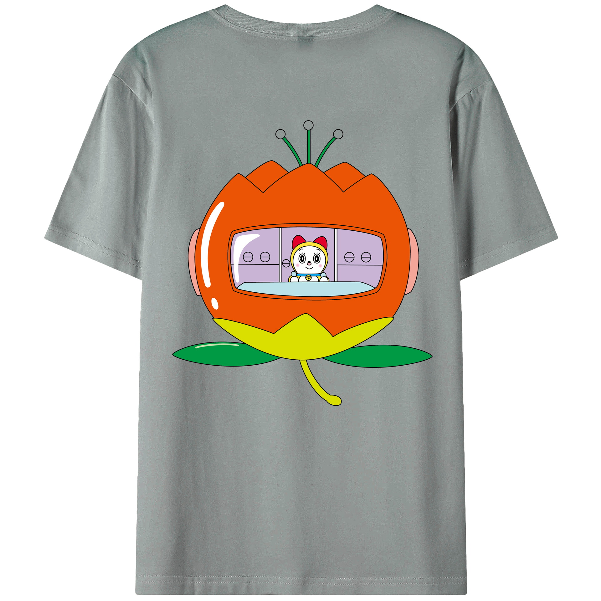 （画像用） ドラえもん ドラミ Doraemon Dorami 綿100％ メンズ半袖Tシャツ（バックプリント） 通気性